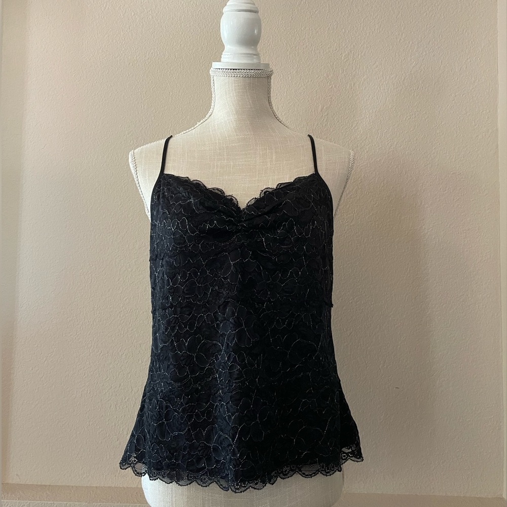 Express, Black and silver lacy cami.